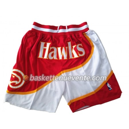 Homme Basket Atlanta Hawks Shorts à poche Blanc Rouge Swingman